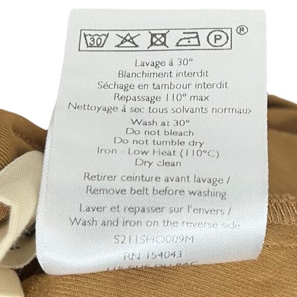 Sezane Rome Caramel High Waist Shorts Women’s Size 2 US Belted Pleated Paperbag - Picture 8 of 9